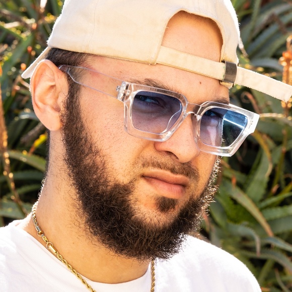 Clear Sky Blue Large Mens Tint Top Quality Retro Summer Hip Hop Sunglasses - Picture 4 of 4